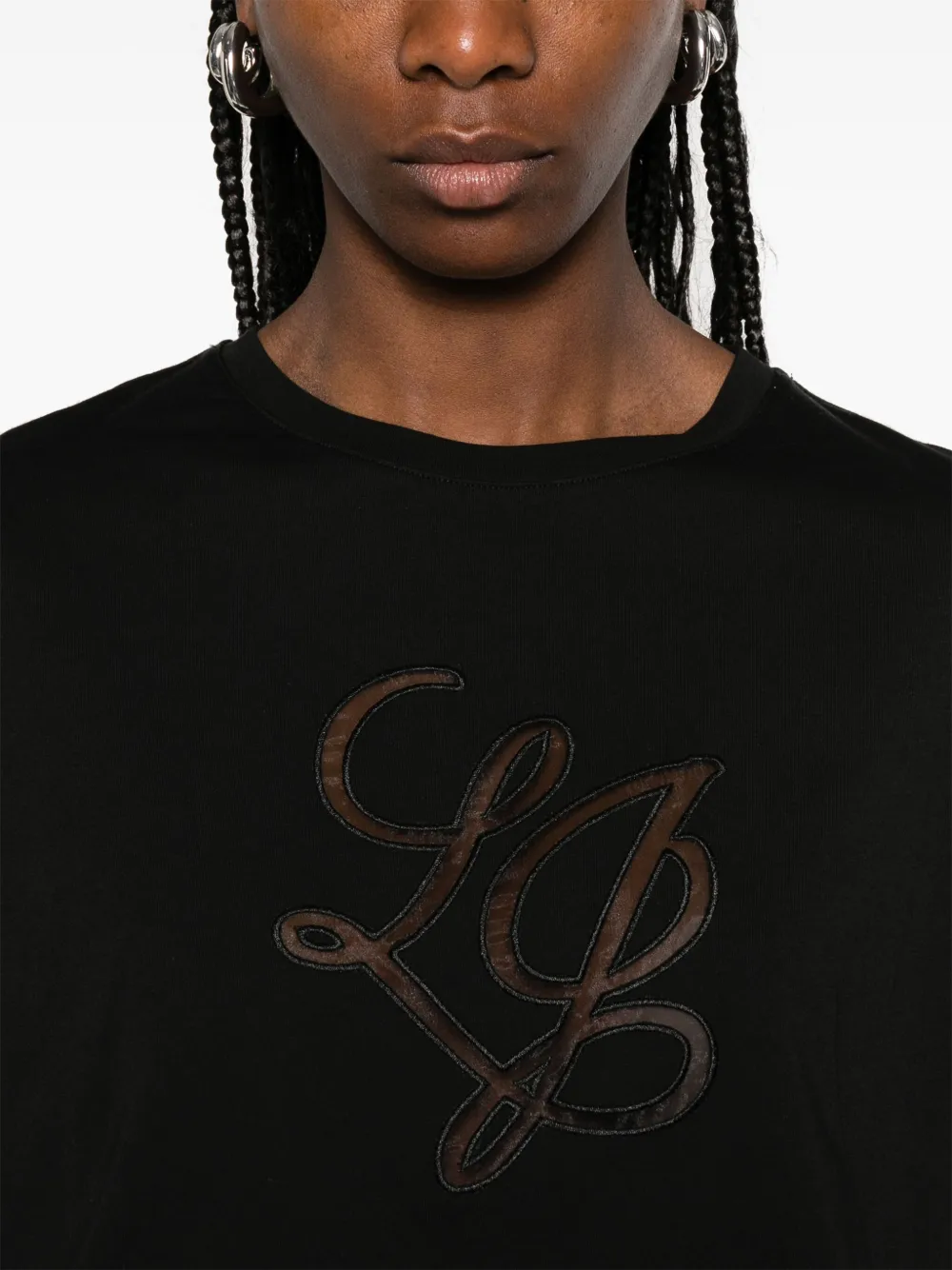 LIU JO T-shirt met geborduurd logo Zwart