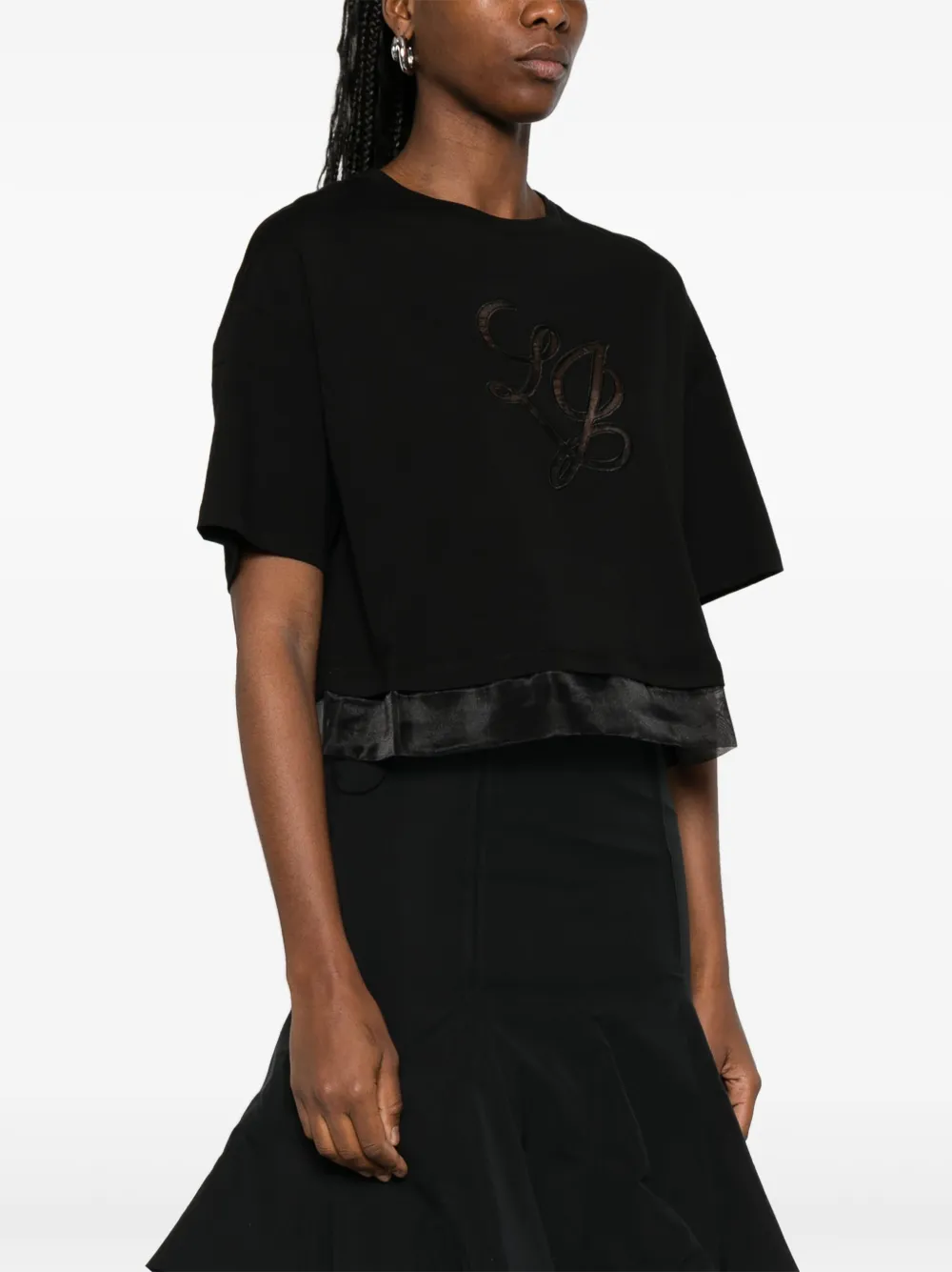 LIU JO T-shirt met geborduurd logo Zwart