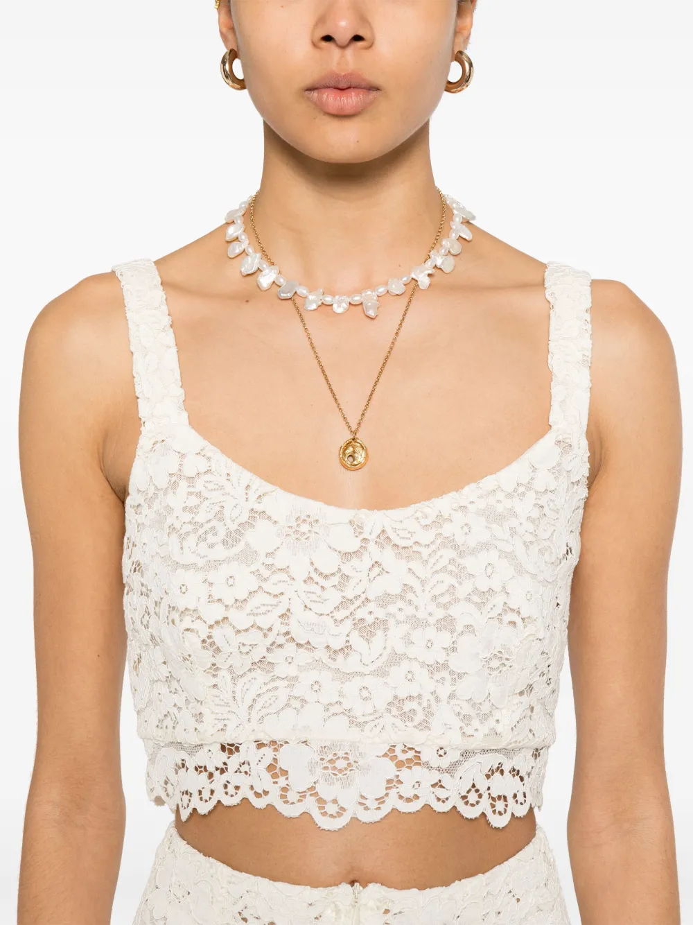 A Paper Kid Corded-lace Top In White