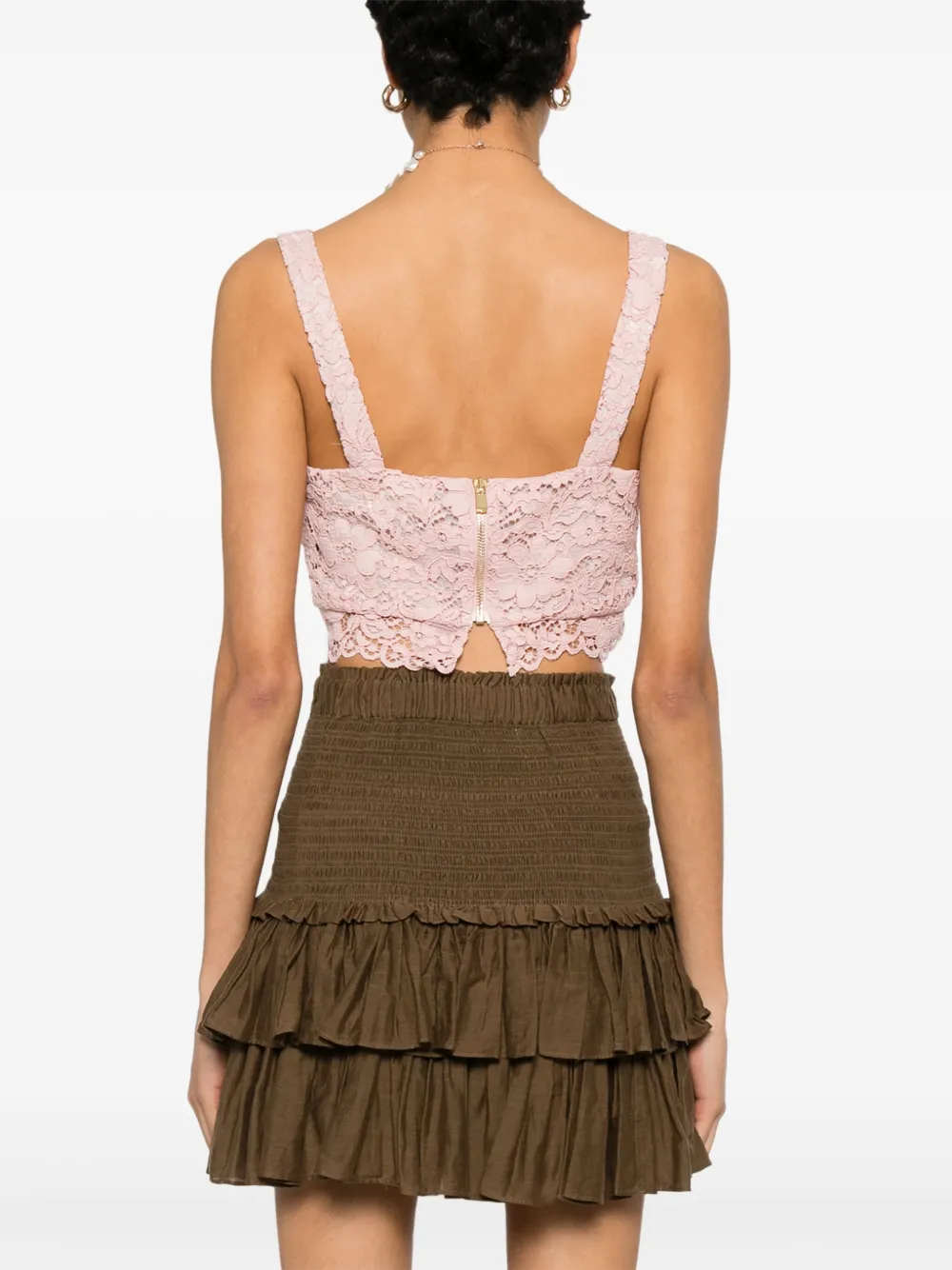 A Paper Kid Crop Top In Pizzo Rosa In Pink