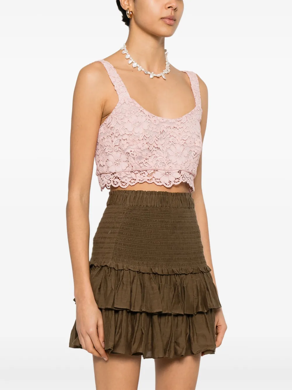 A Paper Kid Crop Top In Pizzo Rosa In Pink