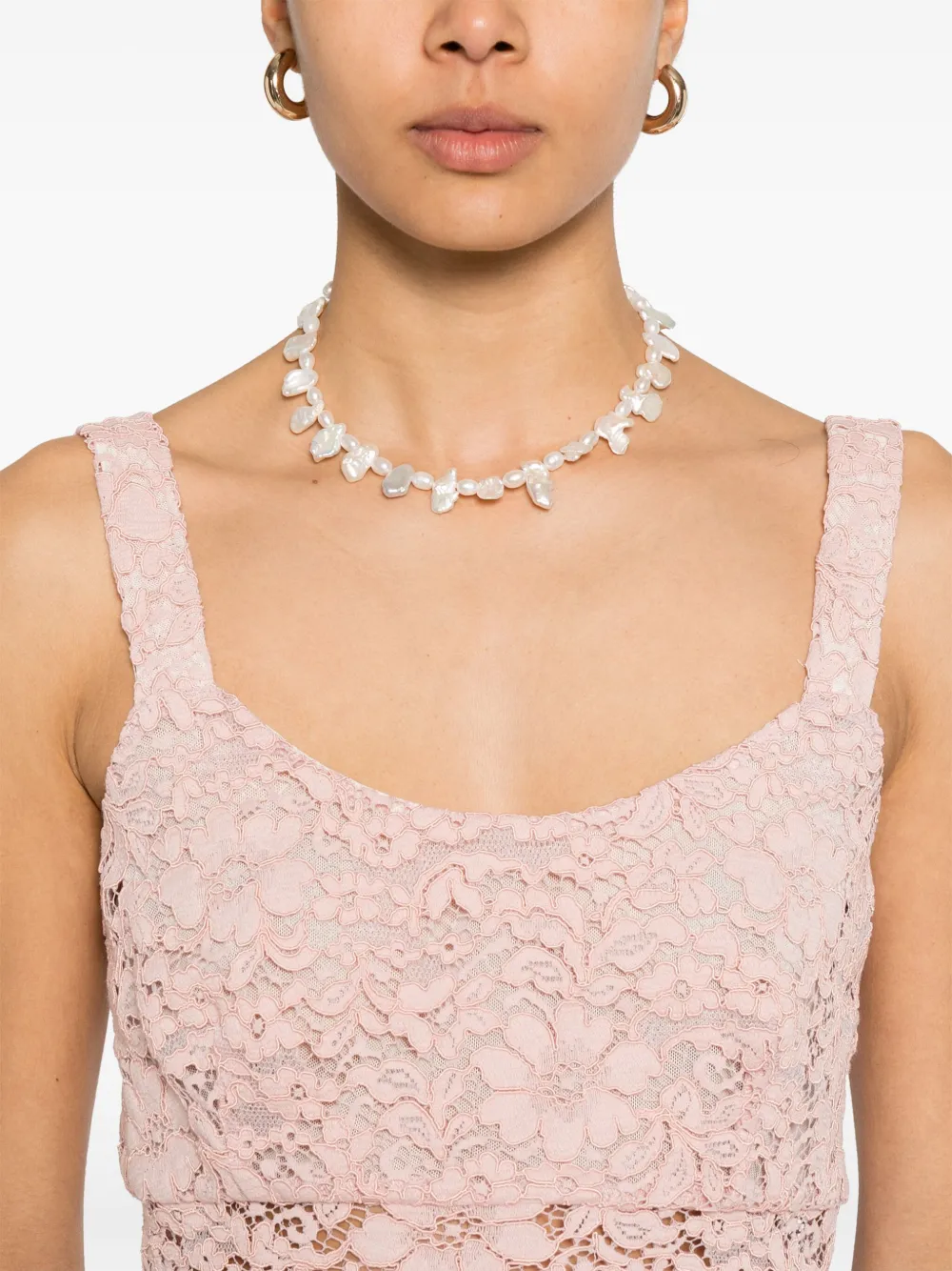 A Paper Kid Crop Top In Pizzo Rosa In Pink