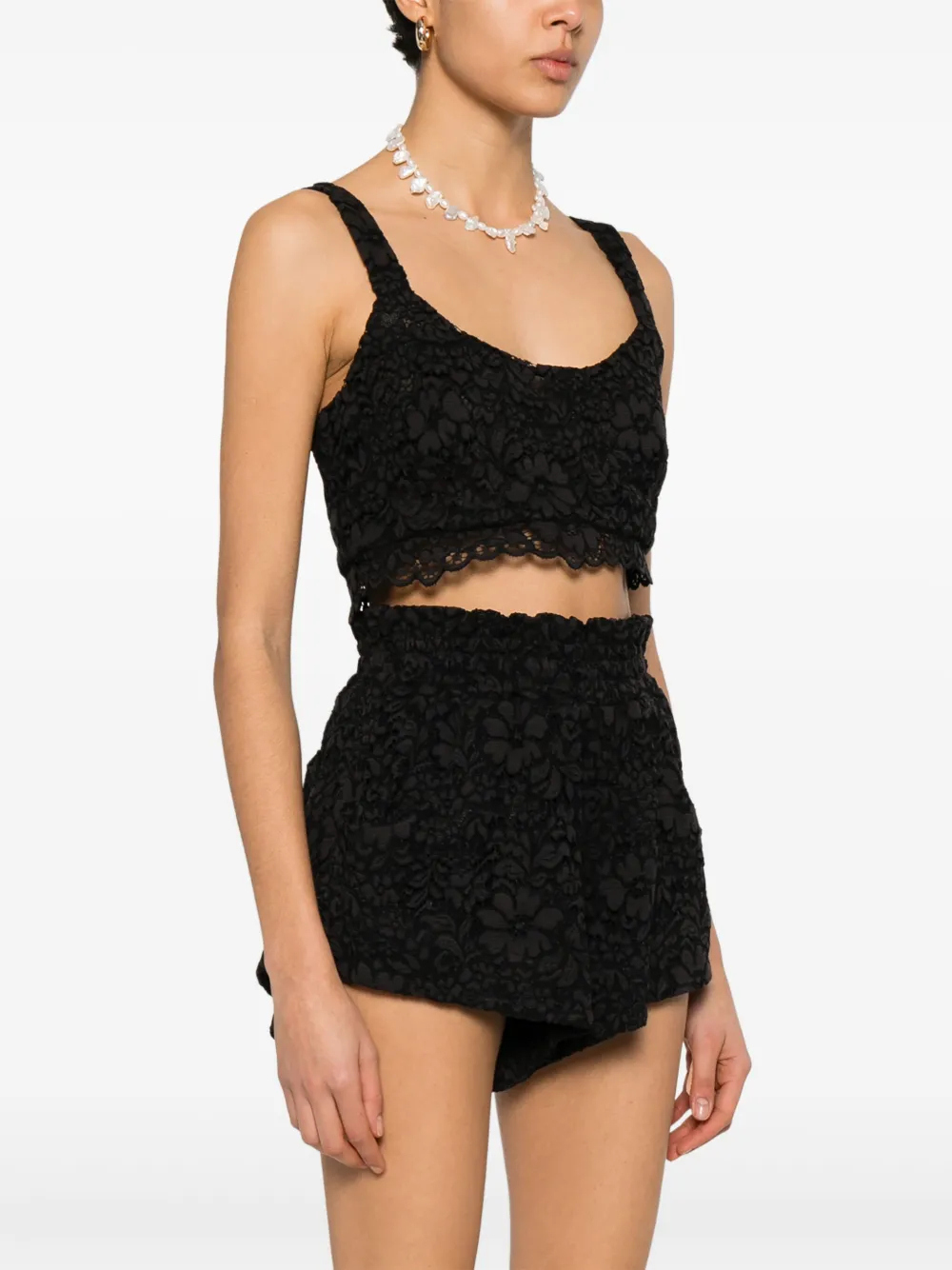 A Paper Kid Corded-lace Top In Black