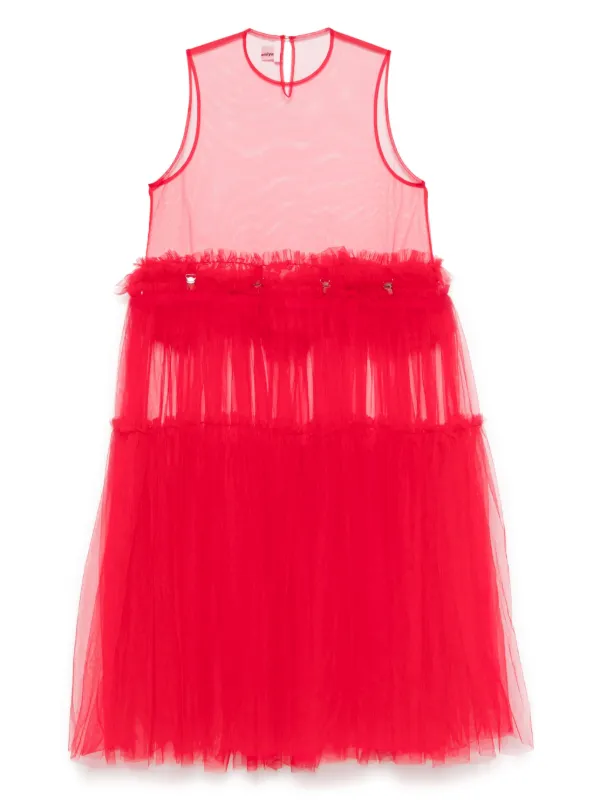 noir kei ninomiya チュールトップス レッド S Noir Kei Ninomiya チュール ドレス | レッド | FARFETCH JP