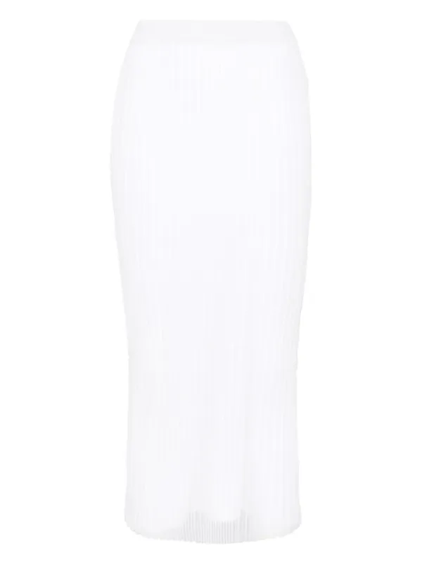 Sportmax Ribbed-knit Midi Skirt in White