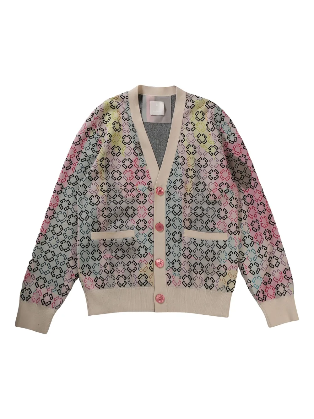 Givenchy Multicolor Cardigan In Monogram 72 Cotton In White