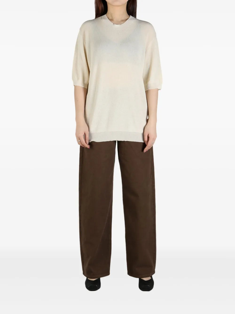 Uma Wang fine-knit T-shirt Beige