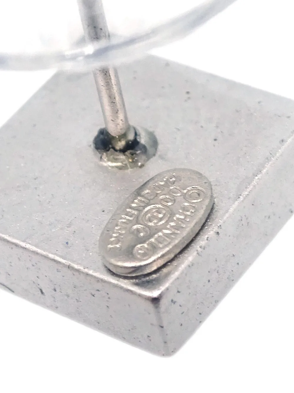 Pre-owned Chanel 2000 Square Stud Earrings In Silver