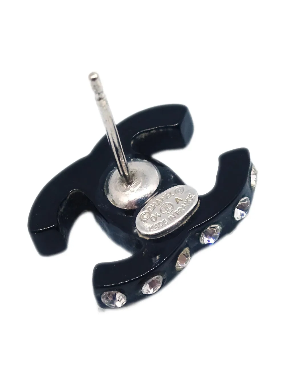Pre-owned Chanel 2004 Cc Stud Earrings In Silver