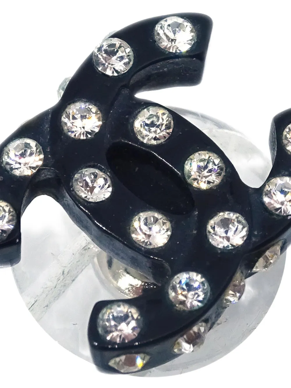 Pre-owned Chanel 2004 Cc Stud Earrings In Silver