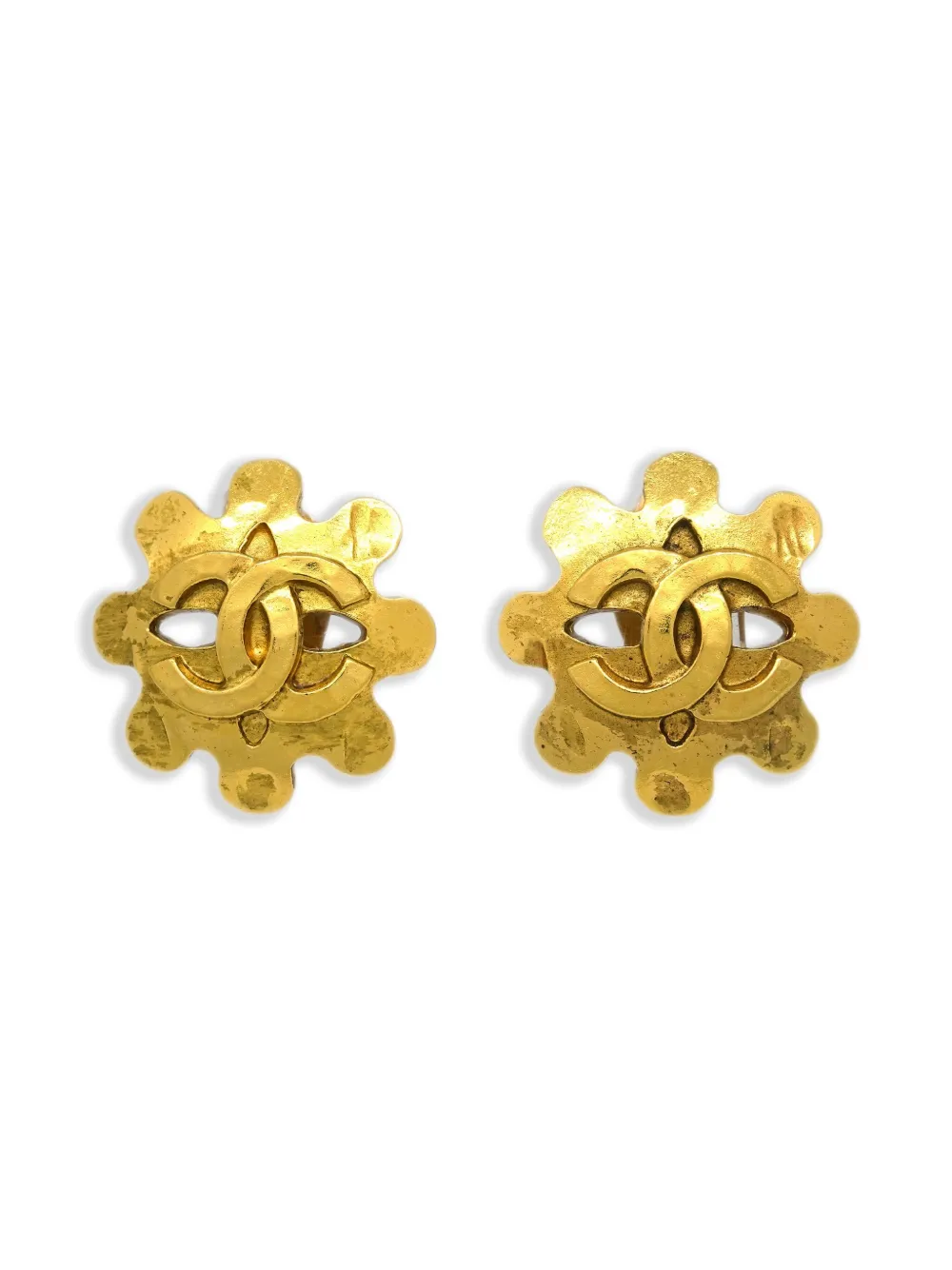 CHANEL Pre-Owned 1994 CC floral clip-on earrings | Gold | Image 1