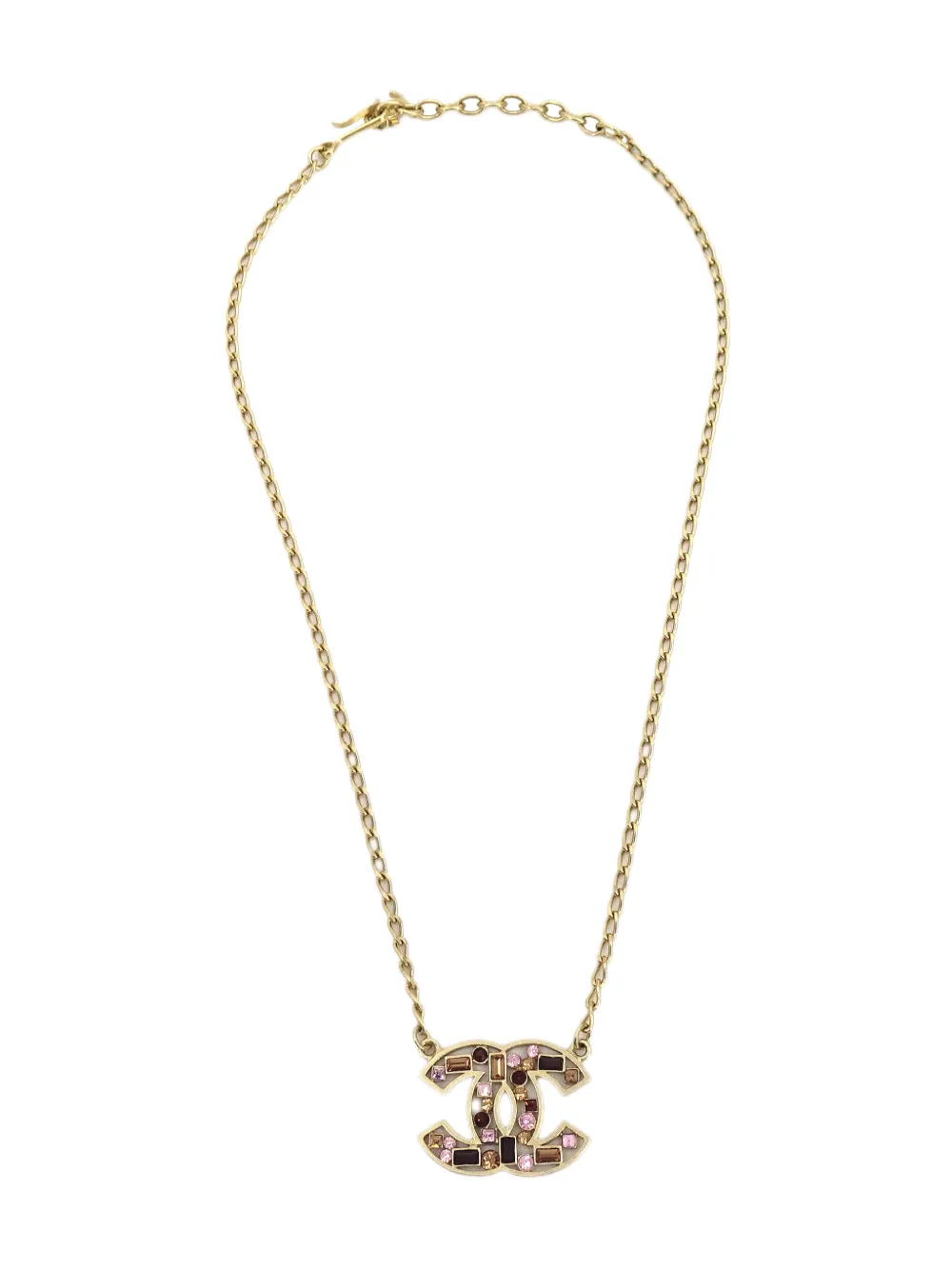 Pre-owned Chanel 2003 Cc-pendant Necklace In Gold