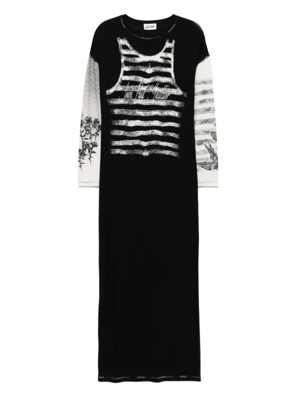 chinese dress ladies Jean Paul Gaultier S/S 1994 'Les Tatouages' Mesh Tattoo Maxi Dress and   THE WAY WE WORE
