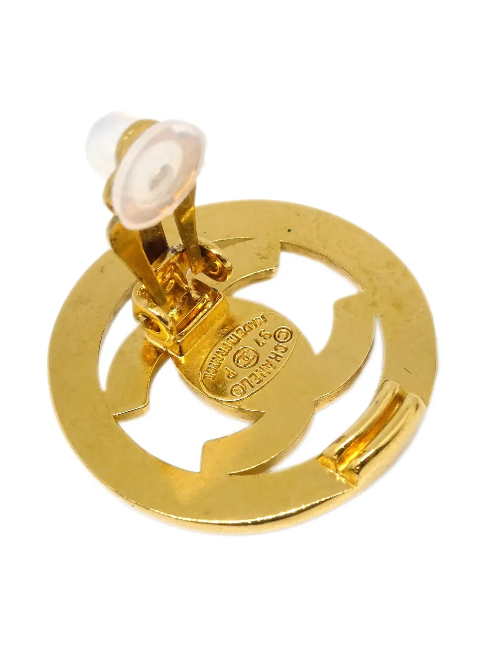 Pre-owned Chanel 1997 Cc Turnlock Clip-on Earrings In Gold