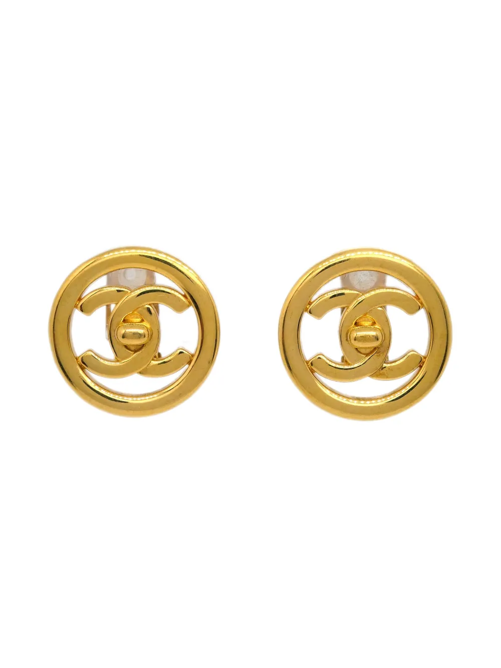 CHANEL Pre-Owned 1997 ココマーク ターンロック イヤリング - ゴールドトーン CHANEL Pre-Owned 1997 ココマーク ターンロック イヤリング - ゴールドトーン