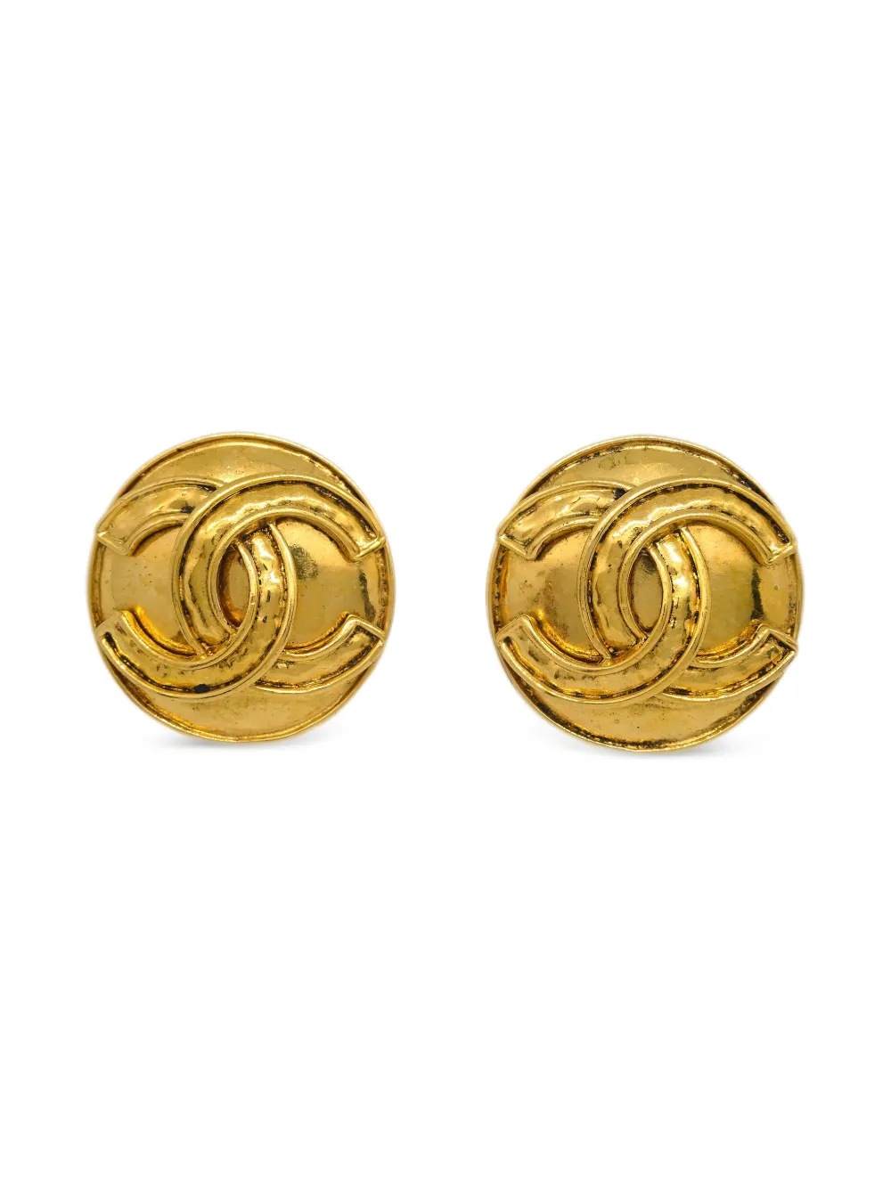 Pre-owned Chanel 1994 Cc Logo Clip-on Earrings In Gold