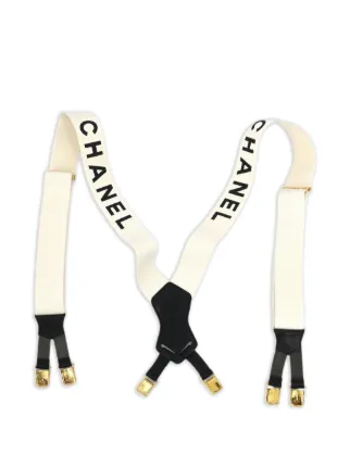 CHANEL Pre-Owned 1990-2000s ロゴ サスペンダー | ホワイト CHANEL Pre-Owned 1990-2000s ロゴ サスペンダー | ホワイト