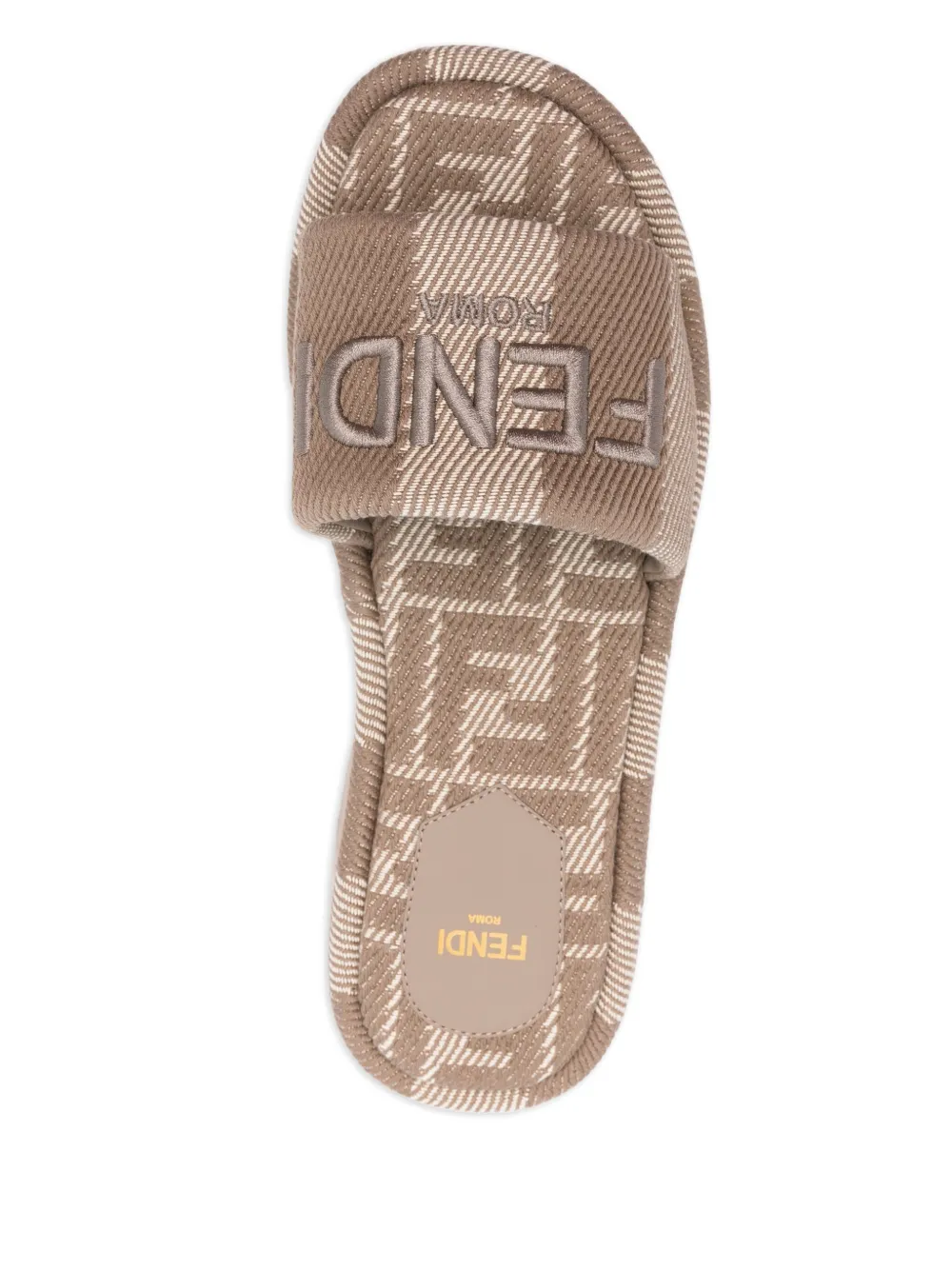 FENDI logo-embroidered slides Brown