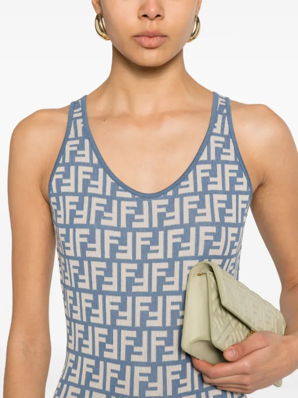 FENDI FF-jacquard Midi Dress | Blue | FARFETCH