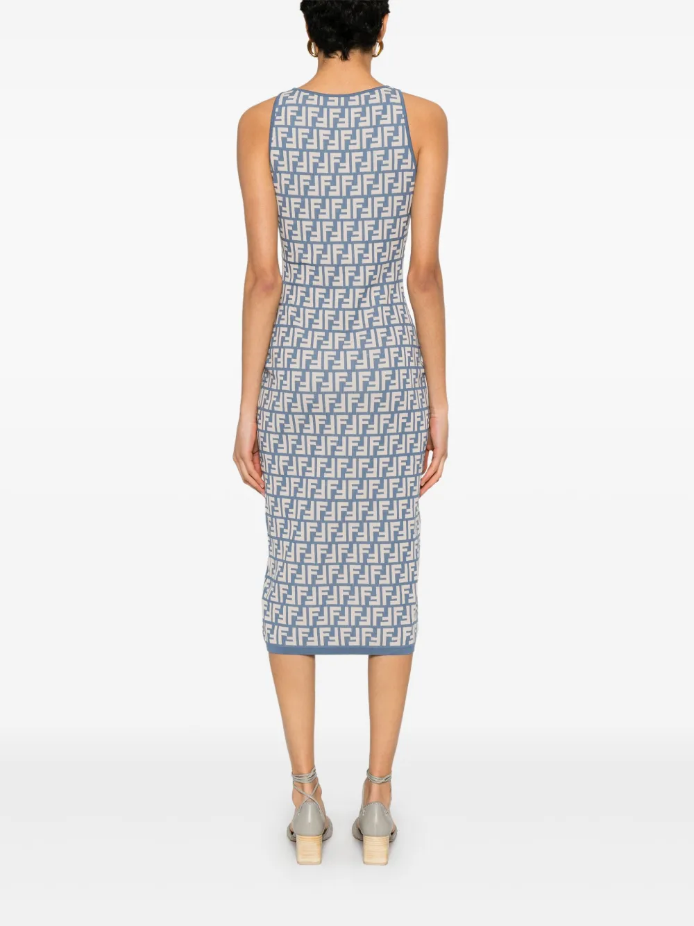 FENDI Midi-jurk met FF-jacquard Blauw