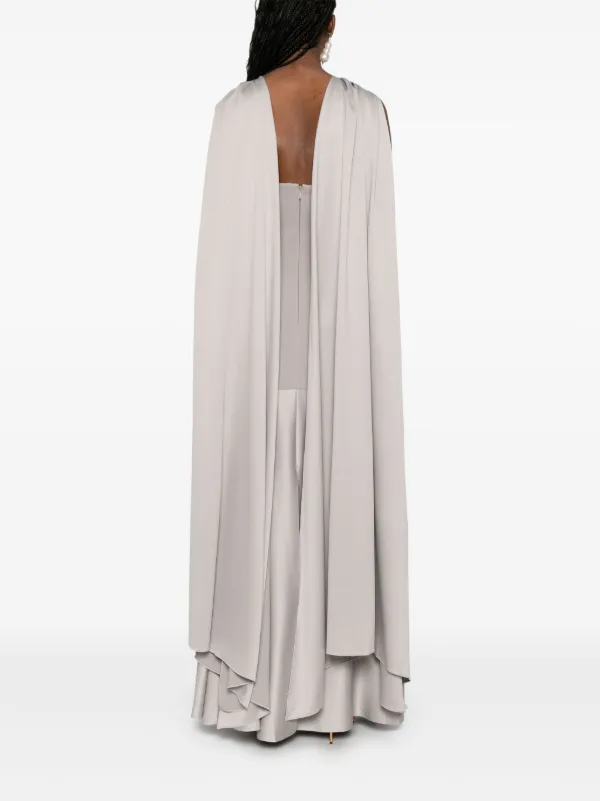 【SOLACE LONDON】上品♪Ceceクレープとサテンのマキシドレス Solace London The Cece Maxi Dress | Grey | FARFETCH