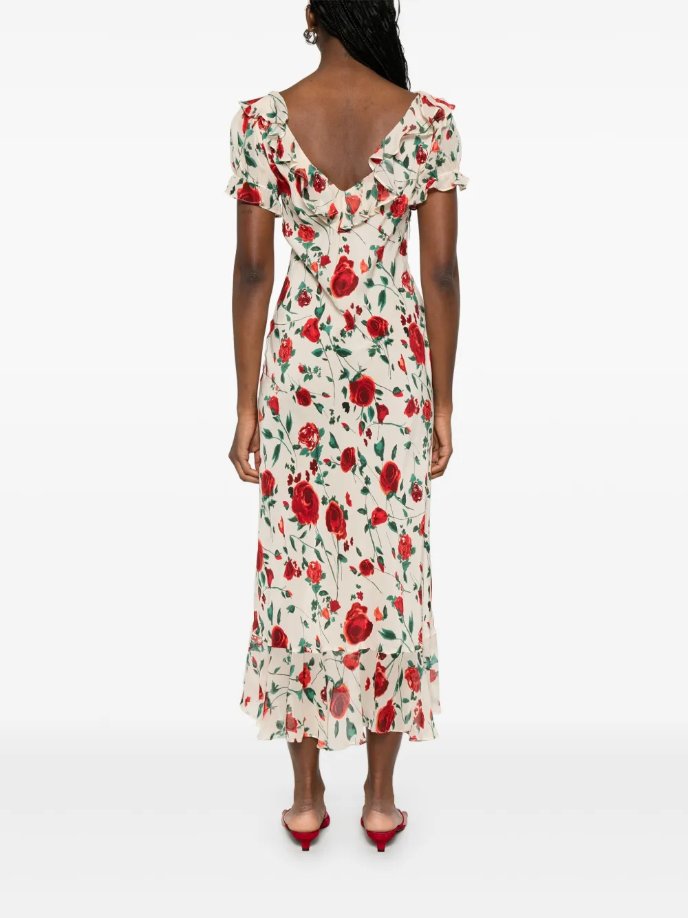 Rixo Clementina midi-jurk Beige