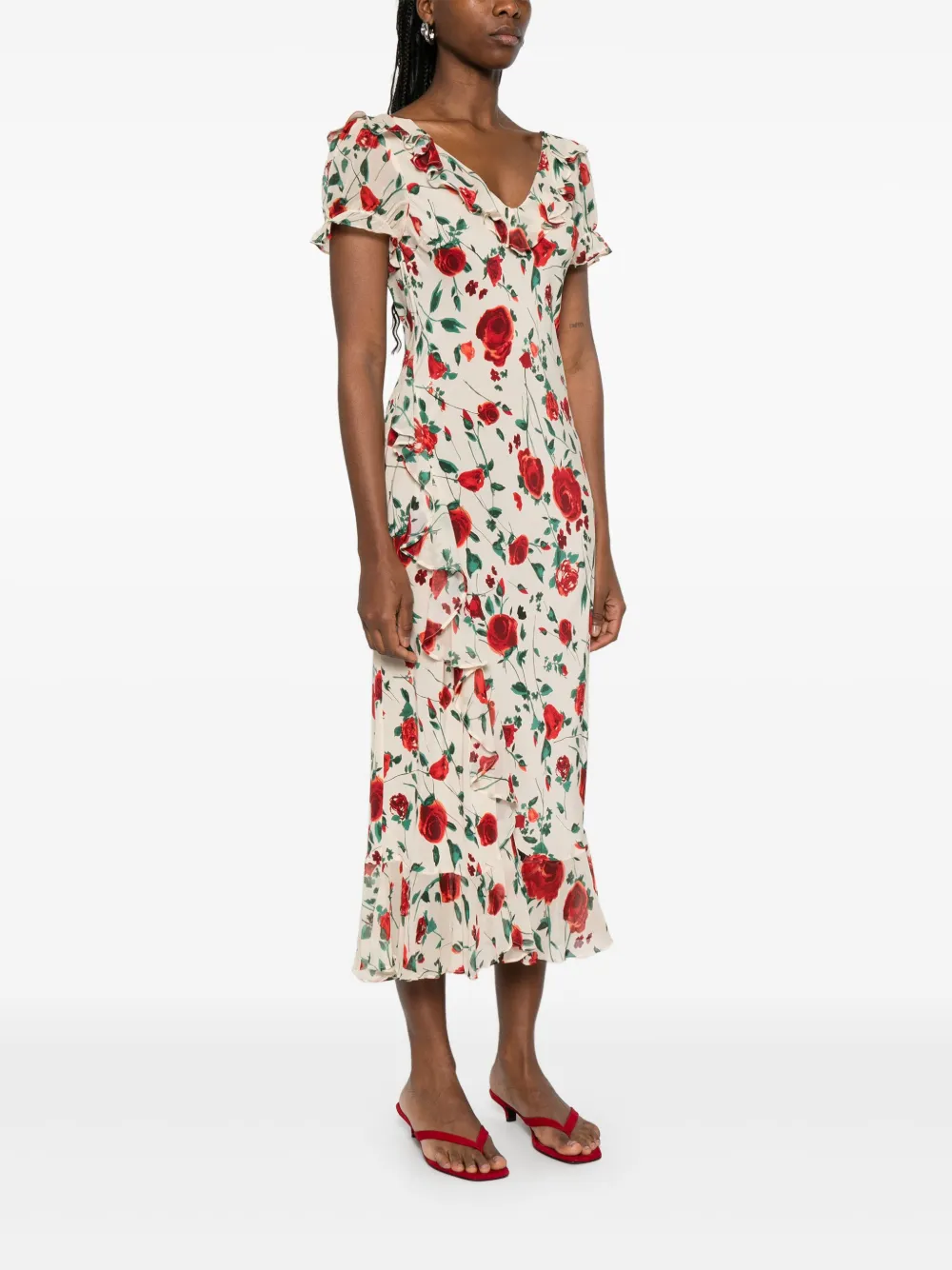 Rixo Clementina midi-jurk Beige