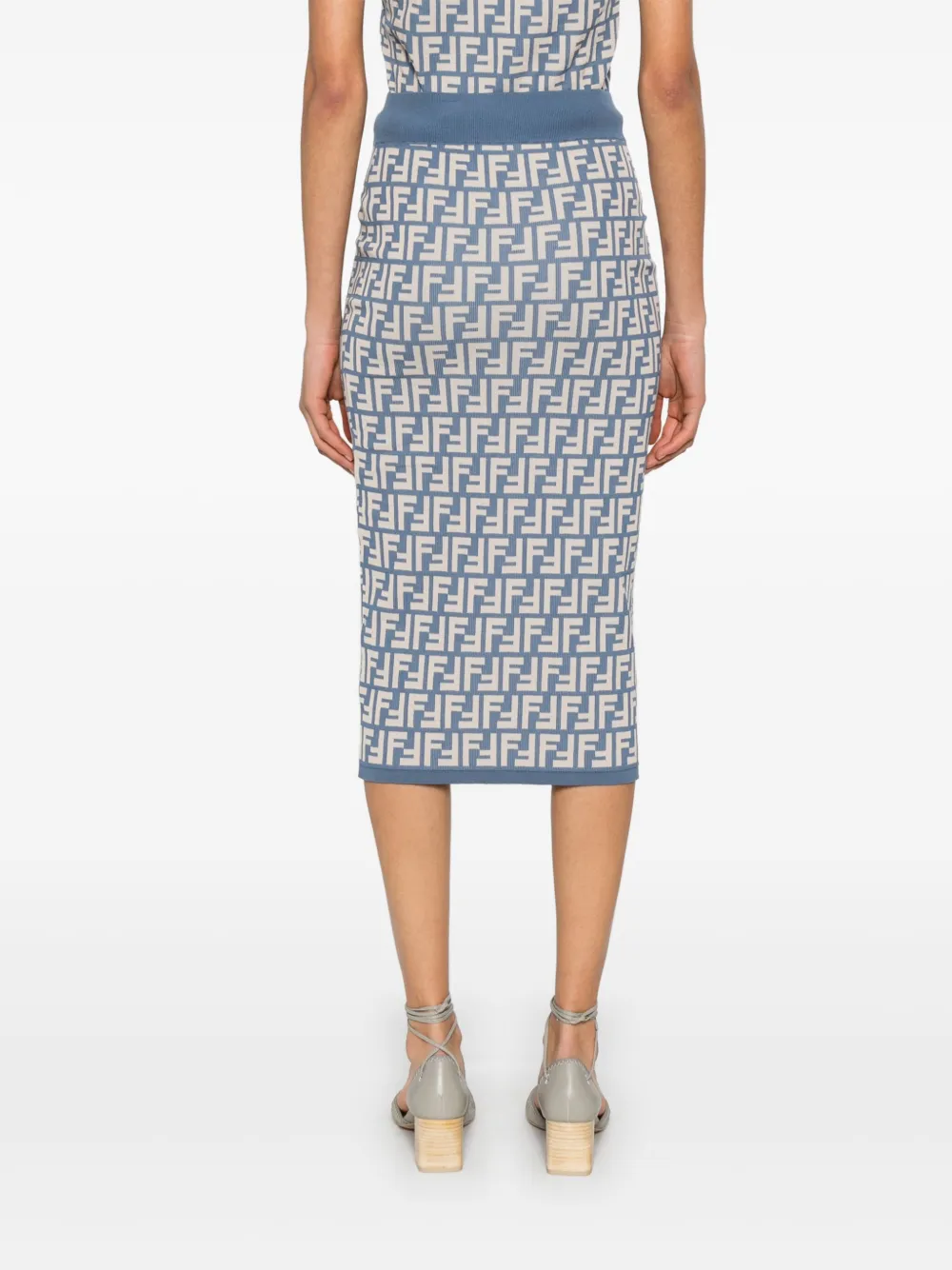 FENDI Midi-rok met FF-jacquard Blauw
