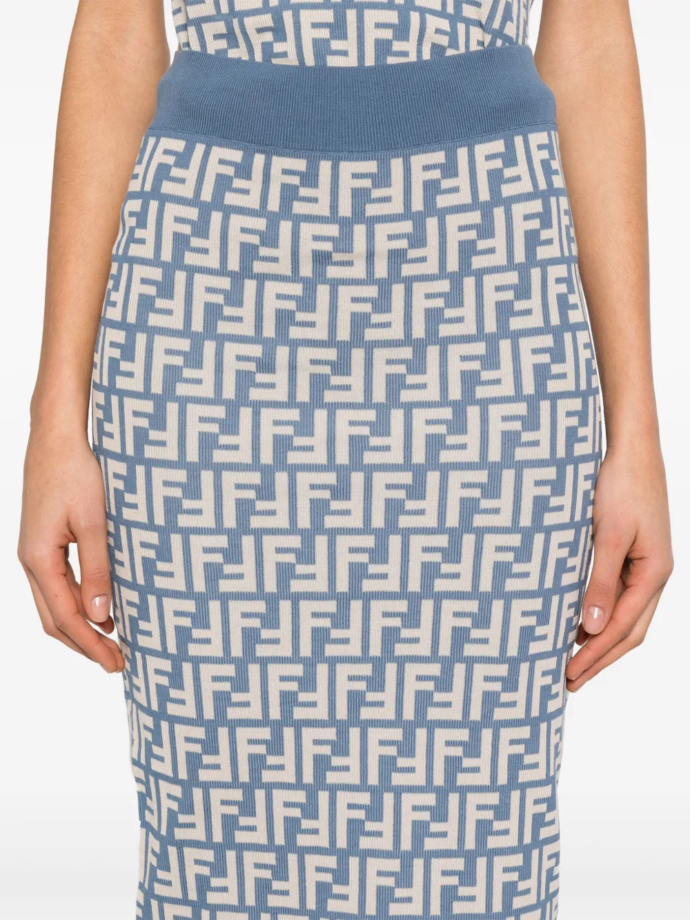 FENDI Midi-rok met FF-jacquard Blauw