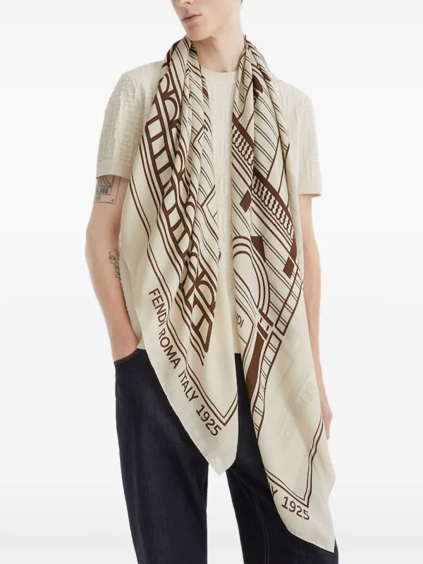 FENDI graphic-print Scarf Neutrals FARFETCH IN