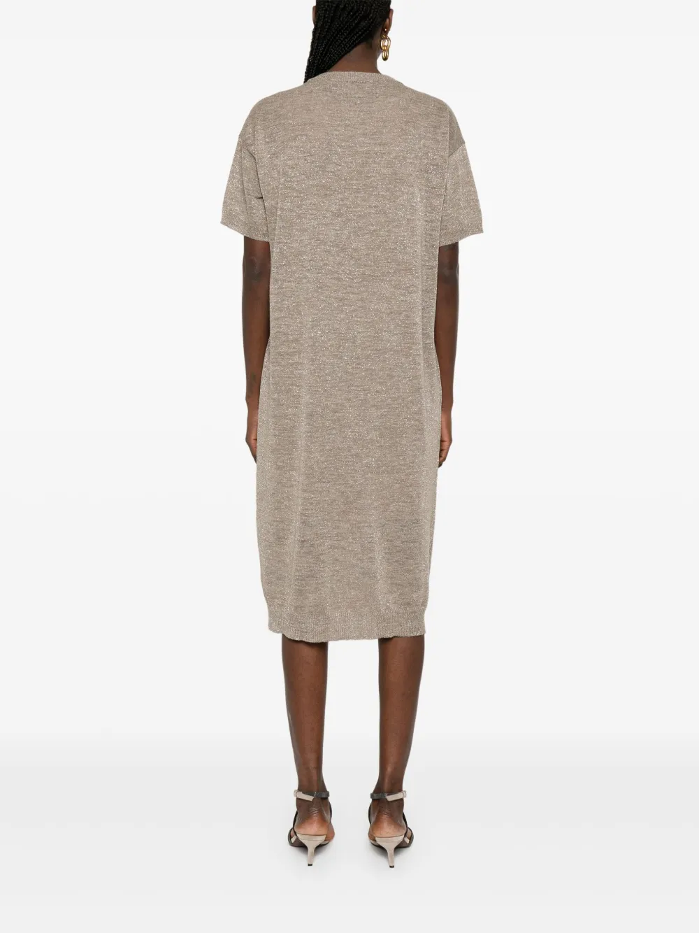 Brunello Cucinelli Gebreide midi-jurk Bruin
