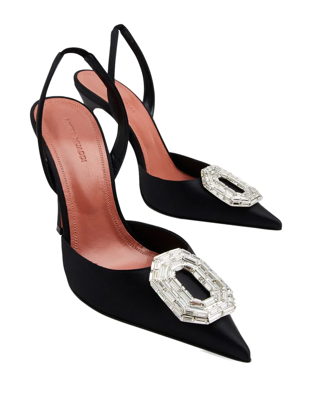Amina Muaddi 90mm Camelia slingback pumps Black