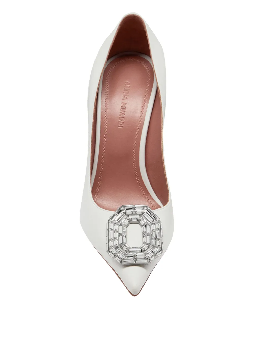 Amina Muaddi 90mm Camelia pumps White