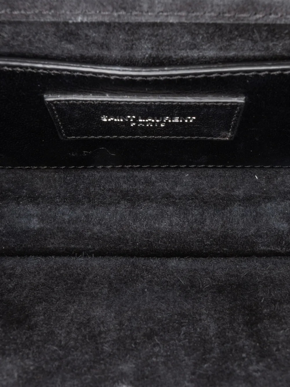 Pre-owned Saint Laurent 2014 Mini Croc Embossed Kate Tassel Crossbody Bag In Black