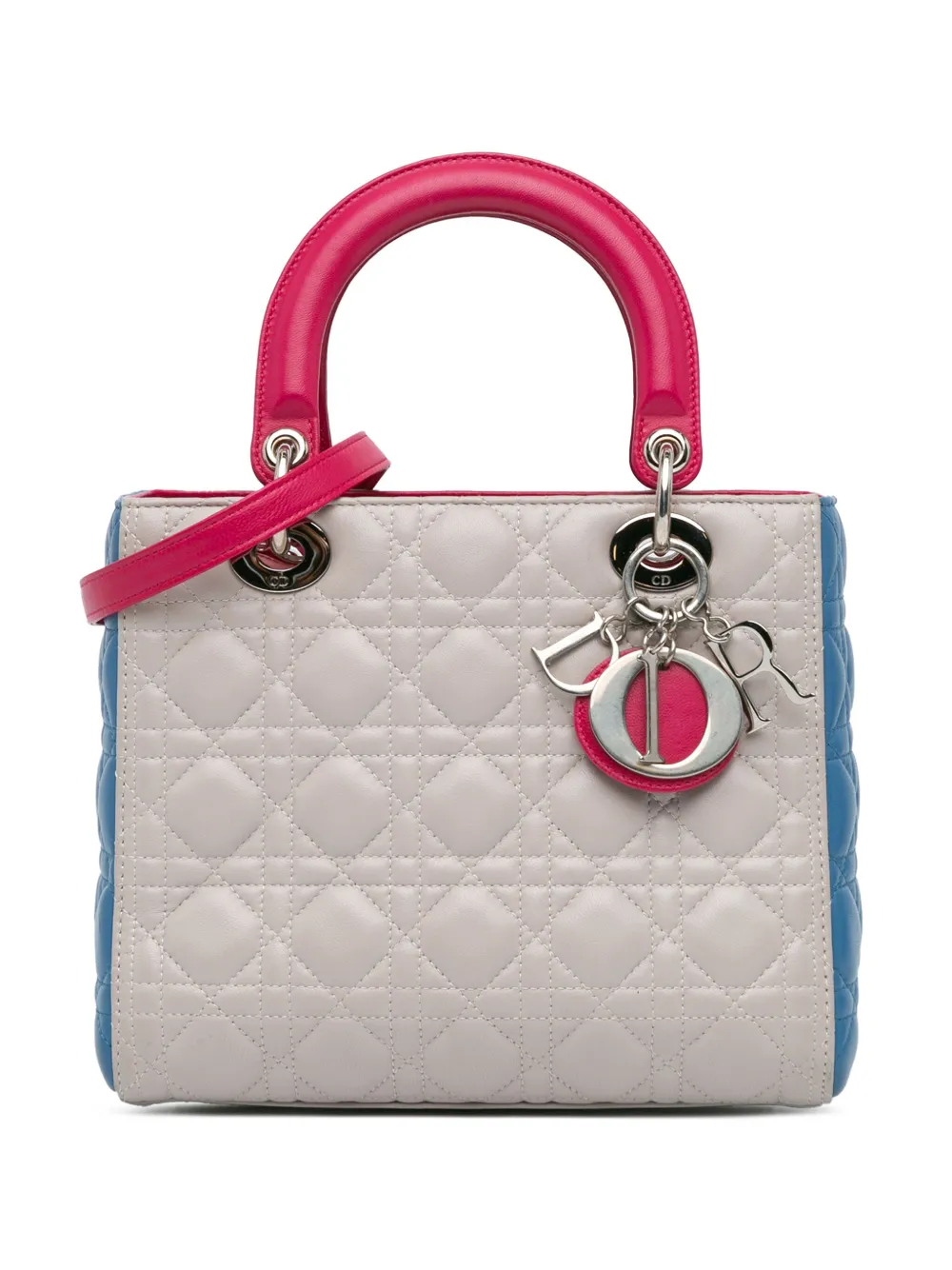 2014 Medium Tricolor Lambskin Cannage Lady Dior satchel