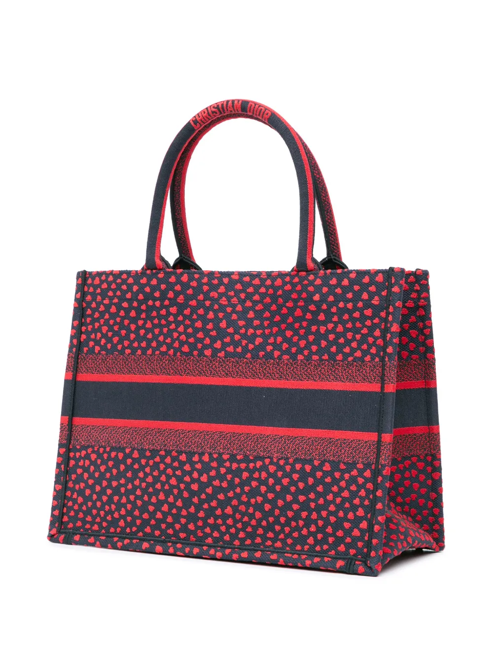 Pre-owned Dior 2021 Medium Canvas Pop Hearts I Love Paris Book Tote Bag In Red