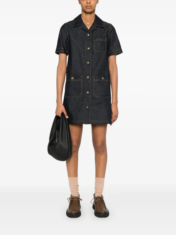 Moncler Denim Mini Dress | Blue | FARFETCH JO