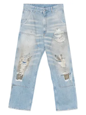 MM6 Maison Margiela ダメージ ワイドジーンズ | ブルー | FARFETCH JP