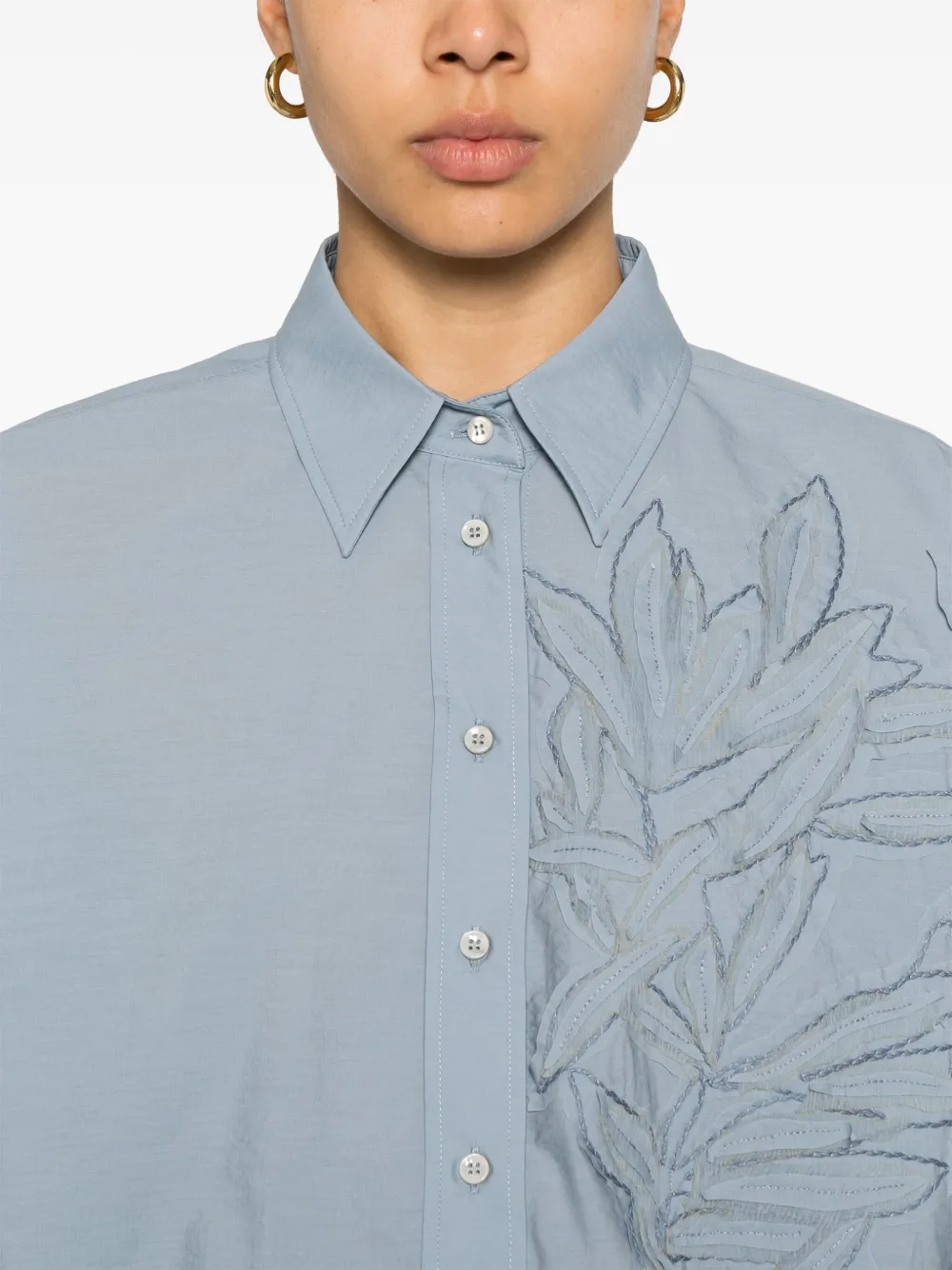 Brunello Cucinelli Blouse met bloemendetail Blauw