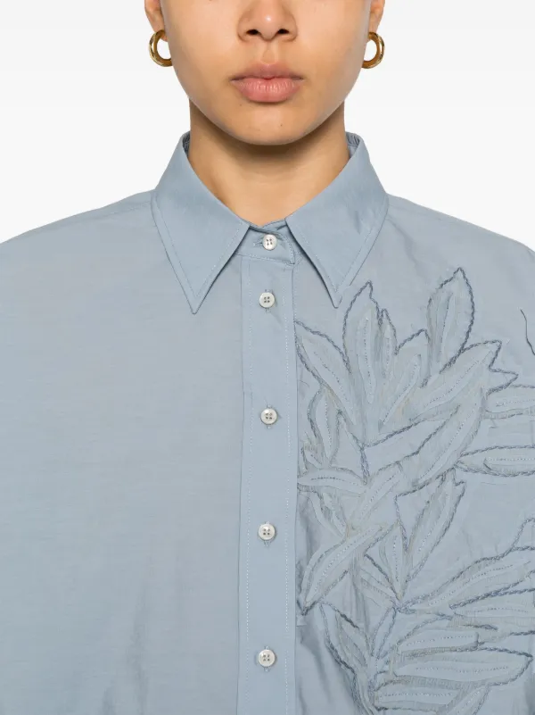 Brunello Cucinelli floral-detail Shirt | Blue | FARFETCH