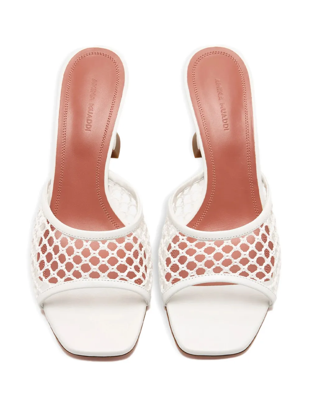 Amina Muaddi 70mm Lupita sandals White