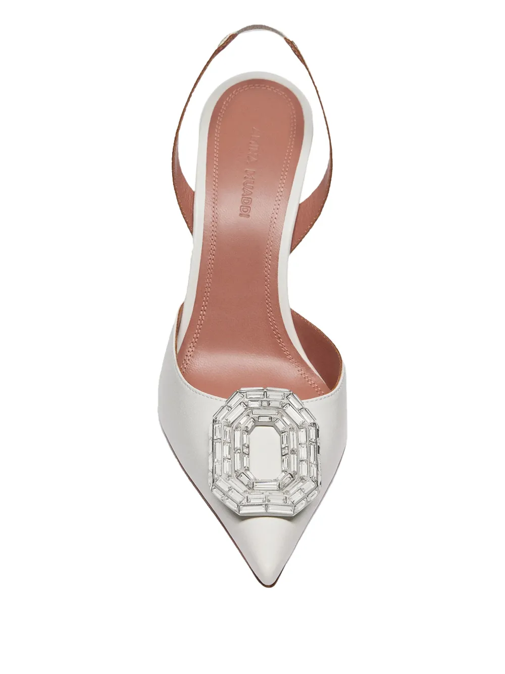 Amina Muaddi 90mm Camelia slingback pumps White