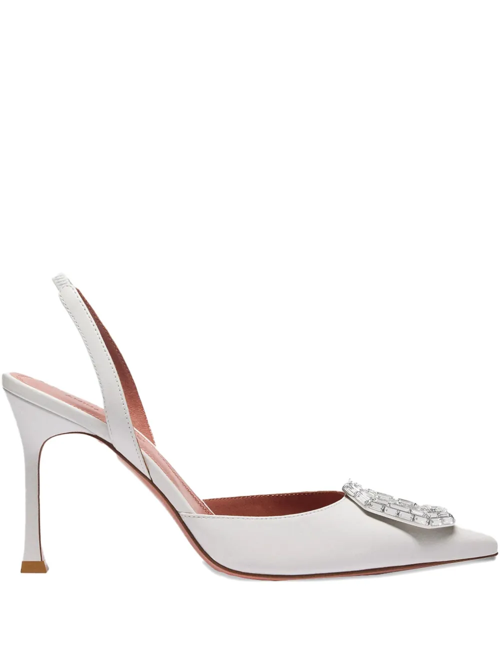 Amina Muaddi 90mm Camelia slingback pumps White