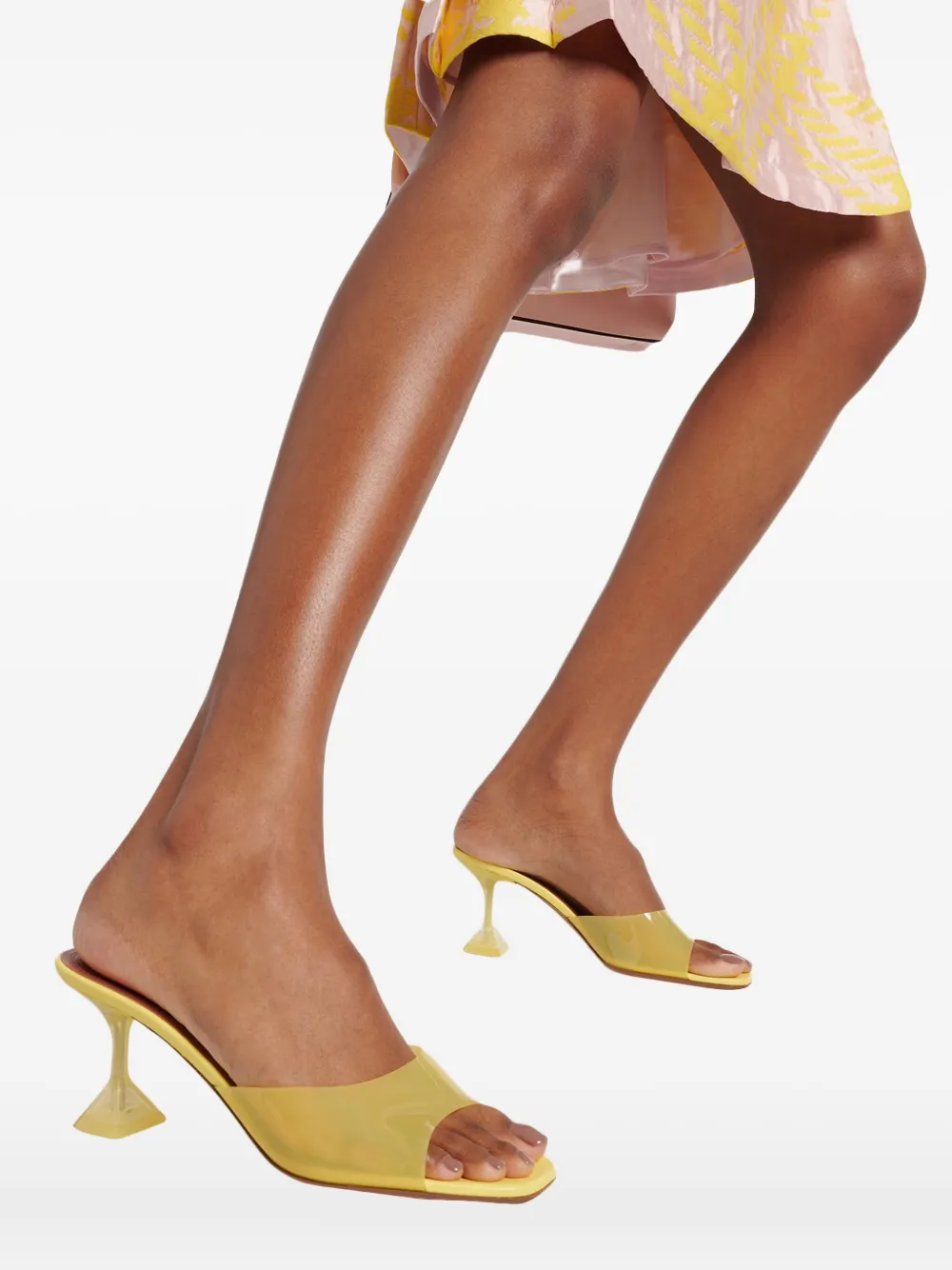 Amina Muaddi 95mm Lupita Glass sandals Yellow
