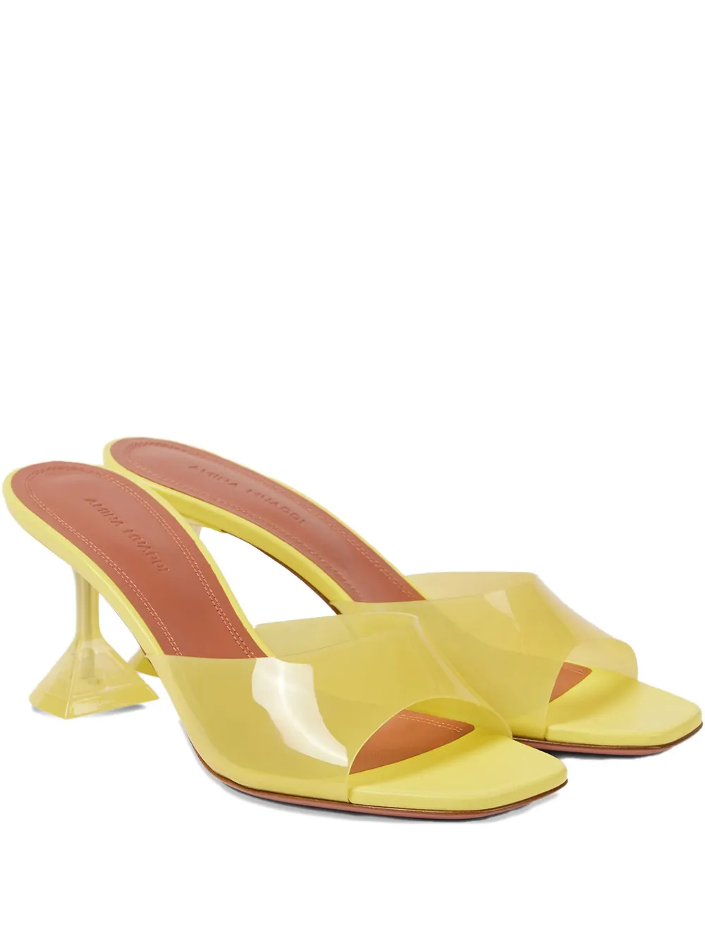 Amina Muaddi 95mm Lupita Glass sandals Yellow