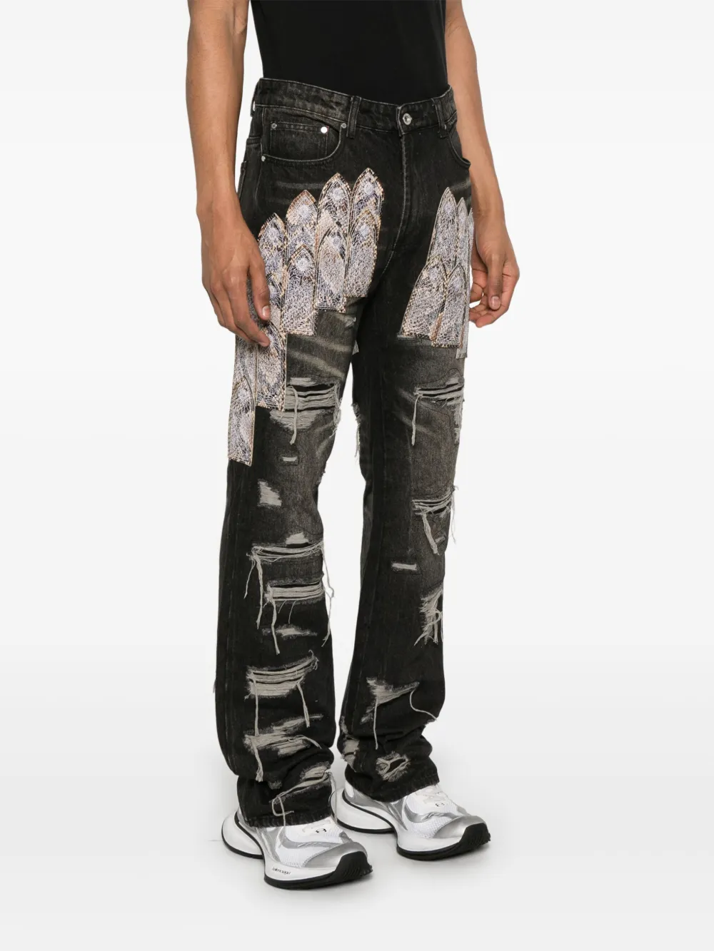 WHO DECIDES WAR PATCHED ARCH JEANS