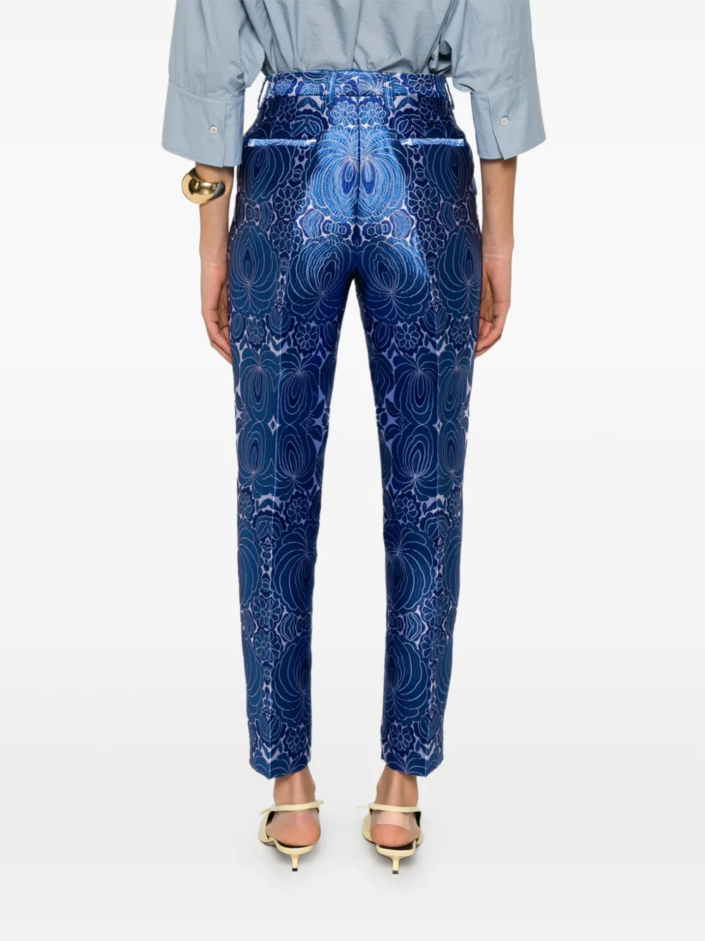 Etro Jacquard-lace Trousers In Blue