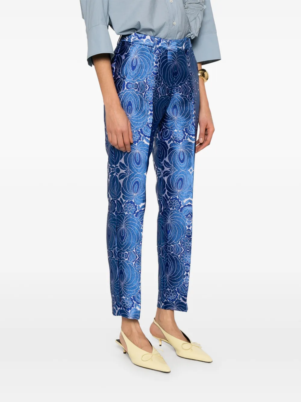 Etro Jacquard-lace Trousers In Blue