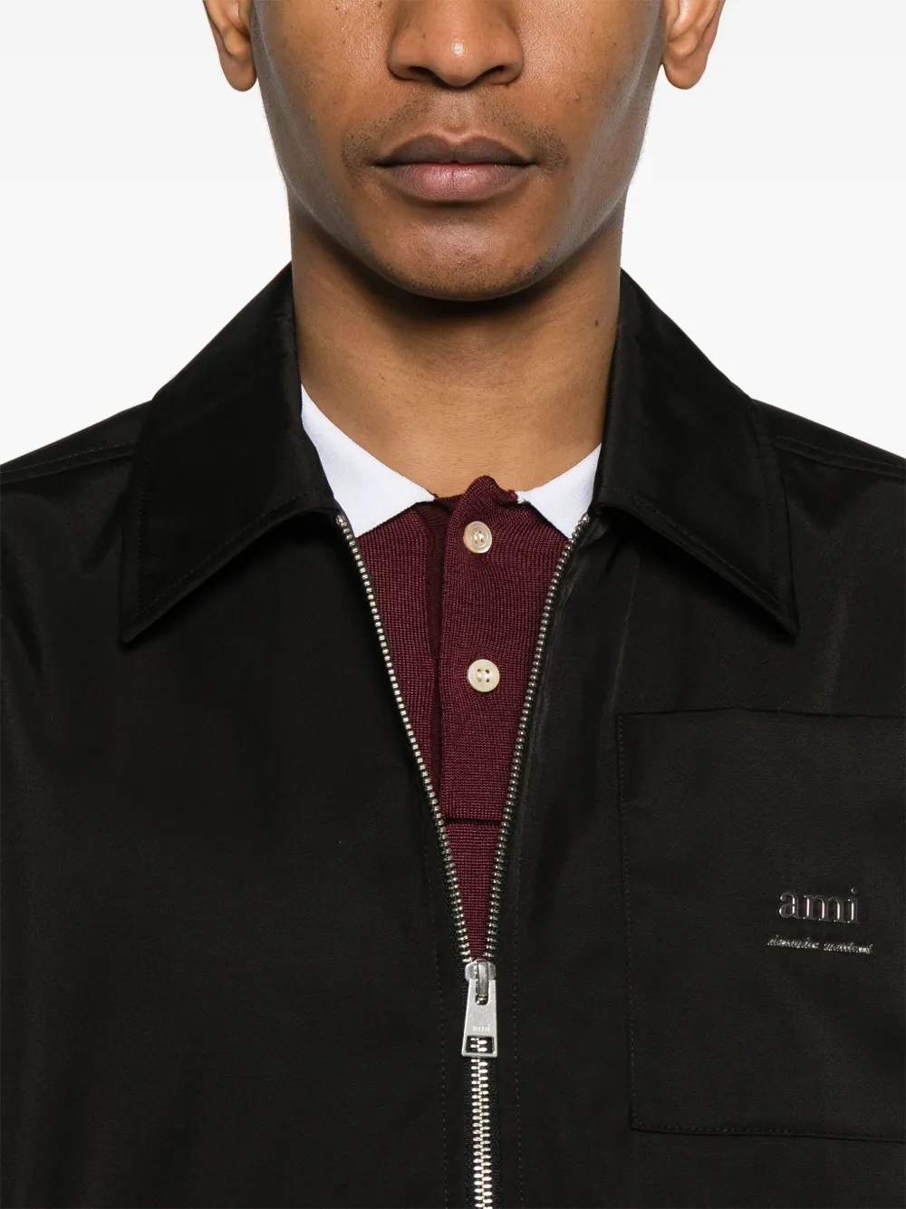 AMI Paris Bomberjack met logo Zwart