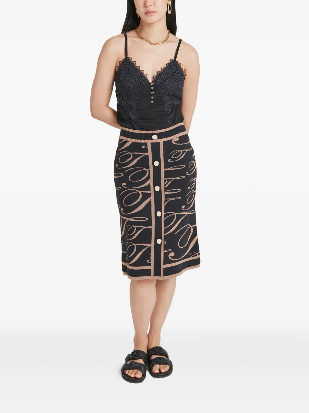 Temperley London Rok met T-logo - Zwart